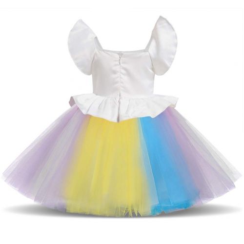  FYMNSI Baby Girls Princess Unicorn Rainbow Party Sleeveless Halloween Costumes Birthday Wedding Dress+Headband