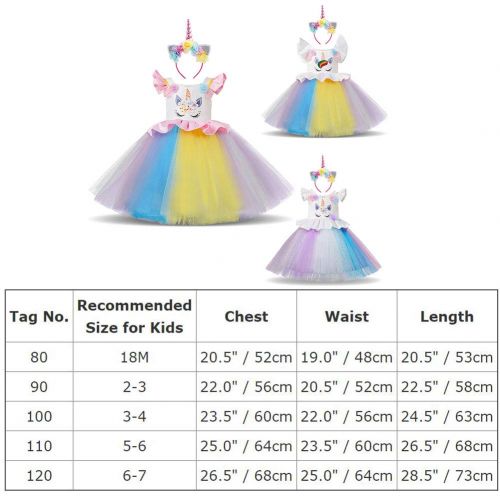  FYMNSI Baby Girls Princess Unicorn Rainbow Party Sleeveless Halloween Costumes Birthday Wedding Dress+Headband