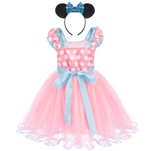  FYMNSI Baby Girls Toddlers Polka Dots Minnie Birthday Tutu Dress Halloween Costume Outfits+Sequined Headband 2 Years