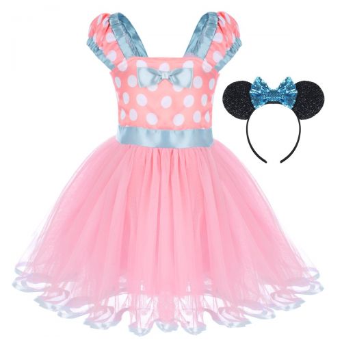  FYMNSI Baby Girls Toddlers Polka Dots Minnie Birthday Tutu Dress Halloween Costume Outfits+Sequined Headband 2 Years