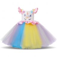 FYMNSI Baby Girls Unicorn Birthday Rainbow Party Dress Princess Halloween Dressing Up Costumes Sleeveless Dress
