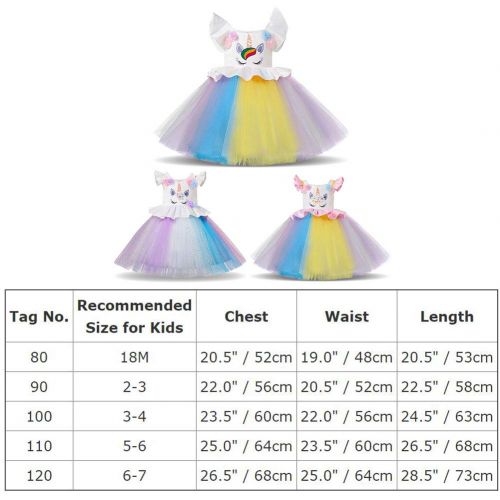  FYMNSI Baby Girls Unicorn Birthday Rainbow Party Dress Princess Halloween Dressing Up Costumes Sleeveless Dress