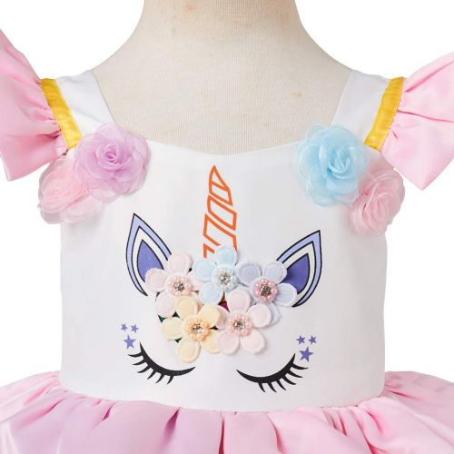 FYMNSI Baby Girls Unicorn Birthday Rainbow Party Dress Princess Halloween Dressing Up Costumes Sleeveless Dress