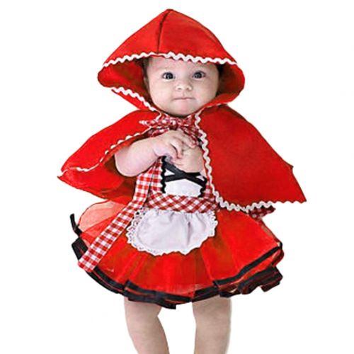  FYMNSI Baby Girls Halloween Deluxe Little Red Riding Hood Costume Cape Cloak Outfits Storybook Fairy Tale Costume