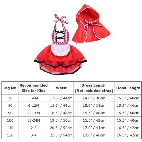  FYMNSI Baby Girls Halloween Deluxe Little Red Riding Hood Costume Cape Cloak Outfits Storybook Fairy Tale Costume