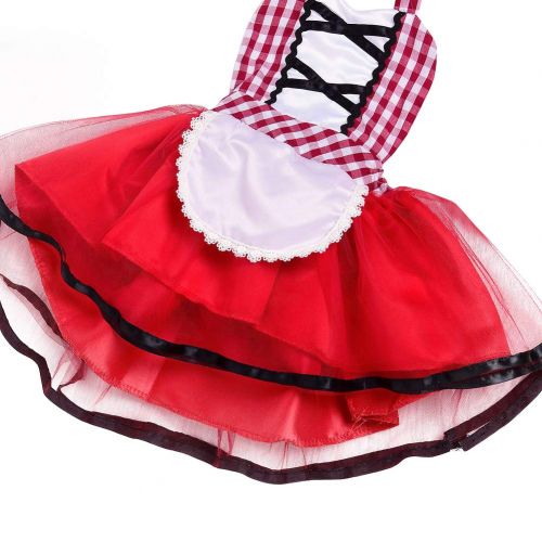  FYMNSI Baby Girls Halloween Deluxe Little Red Riding Hood Costume Cape Cloak Outfits Storybook Fairy Tale Costume