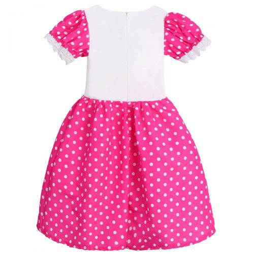  FYMNSI Baby Girls Minnie Princess Polka Dots Dress Pageant Birthday Cosplay Fancy Costume + Mouse Ear Headband