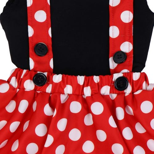  FYMNSI Baby Girls 1st Birthday Cake Smash Minnie Costume Polka Dots Outfits Romper+Overall Suspender Skirt+Headband