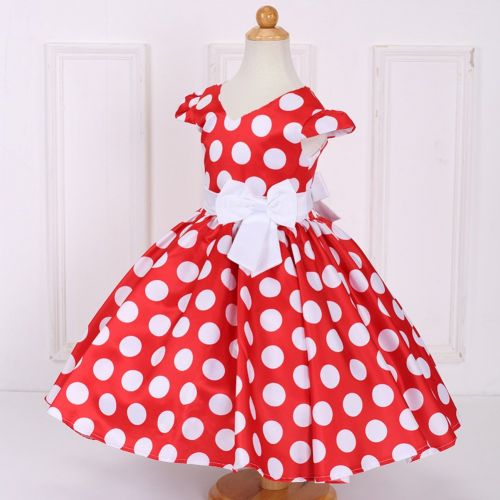  FYMNSI Toddler Girls Polka Dots Princess Birthday Party Pageant Cap Sleeve Bowknot Dress + Headband 1-6T