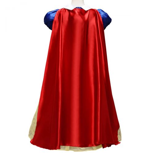  FYMNSI Princess Dress Up Snow White Halloween Costume Little Girls Birthday Christmas Party Maxi Gown with Cape 3-8T