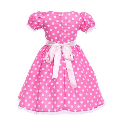  FYMNSI Girls Polka Dots Princess Dress Birthday Party Cosplay Pageant Fancy Costume with Mouse Ear Headband