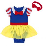 FYMNSI Newborn Baby Girls Snow White Princess Halloween Costume Birthday Bodysuit Romper Tutu Headband Outfits 0-18M