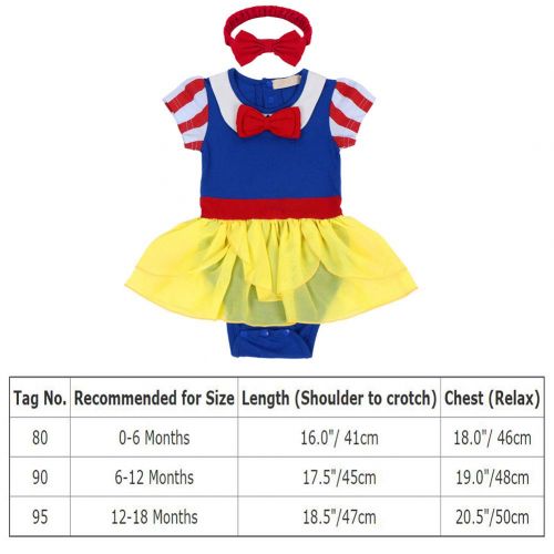  FYMNSI Newborn Baby Girls Snow White Princess Halloween Costume Birthday Bodysuit Romper Tutu Headband Outfits 0-18M