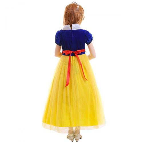  FYMNSI Girls Snow White Christmas Costume Fairytale Princess Dress Up Cosplay Party Ball Evening Gown 5-15T