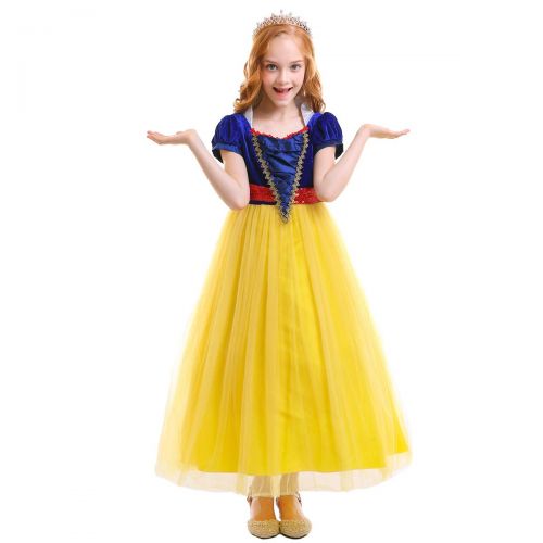  FYMNSI Girls Snow White Christmas Costume Fairytale Princess Dress Up Cosplay Party Ball Evening Gown 5-15T