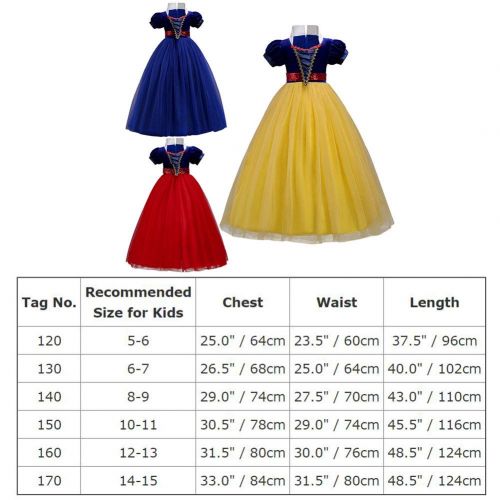  FYMNSI Girls Snow White Christmas Costume Fairytale Princess Dress Up Cosplay Party Ball Evening Gown 5-15T