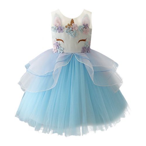  FYMNSI Baby Girls Toddler Unicorn Dress Sleeveless Princess Tulle Dress Wedding Birthday Party Gown Performance Costume