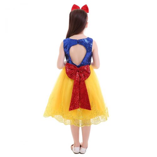  FYMNSI Little Girl Snow White Princess Costume Halloween Xmas Cosplay Birthday PartyEvening Dress + Headband