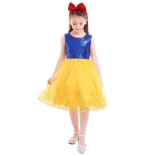  FYMNSI Little Girl Snow White Princess Costume Halloween Xmas Cosplay Birthday PartyEvening Dress + Headband