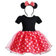 FYMNSI Toddler Girls Polka Dots Minnie Fancy Costume Princess Tutu Dress with Mouse Ear Headband