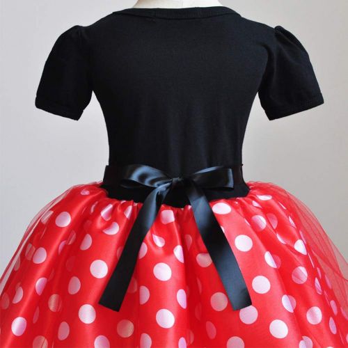  FYMNSI Toddler Girls Polka Dots Minnie Fancy Costume Princess Tutu Dress with Mouse Ear Headband