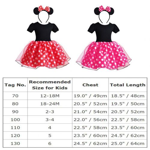  FYMNSI Toddler Girls Polka Dots Minnie Fancy Costume Princess Tutu Dress with Mouse Ear Headband