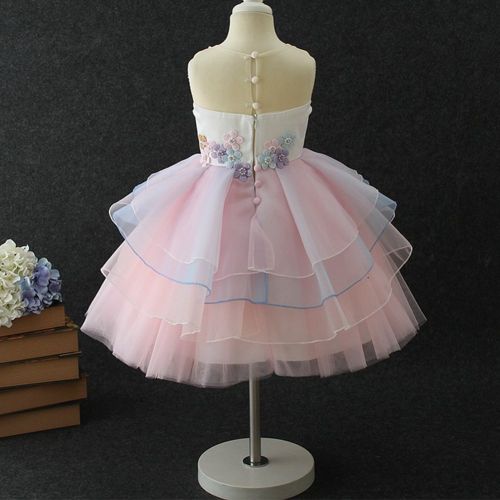  FYMNSI Baby Girls Toddler Unicorn Dress Sleeveless Princess Wedding Birthday Party Costume Tulle Dress + Headband 2-13T