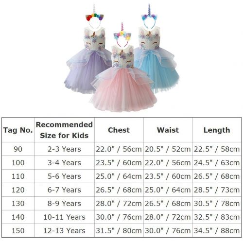  FYMNSI Baby Girls Toddler Unicorn Dress Sleeveless Princess Wedding Birthday Party Costume Tulle Dress + Headband 2-13T