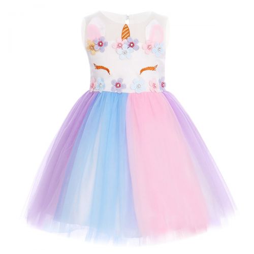  FYMNSI Baby Girls Unicorn Birthday Rainbow Party Tulle Dress Princess Sleeveless Wedding Dress Up Costumes