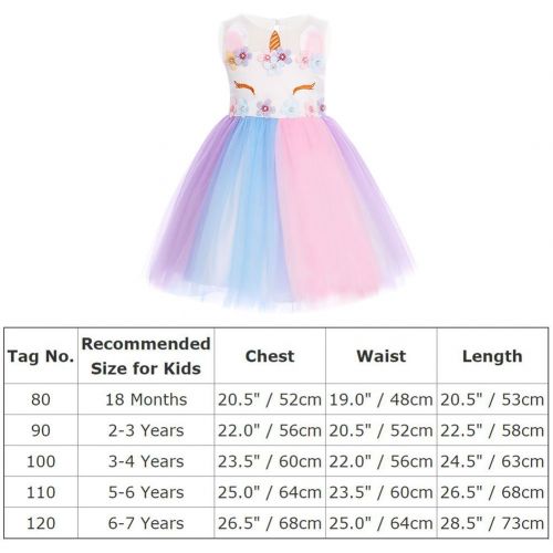  FYMNSI Baby Girls Unicorn Birthday Rainbow Party Tulle Dress Princess Sleeveless Wedding Dress Up Costumes