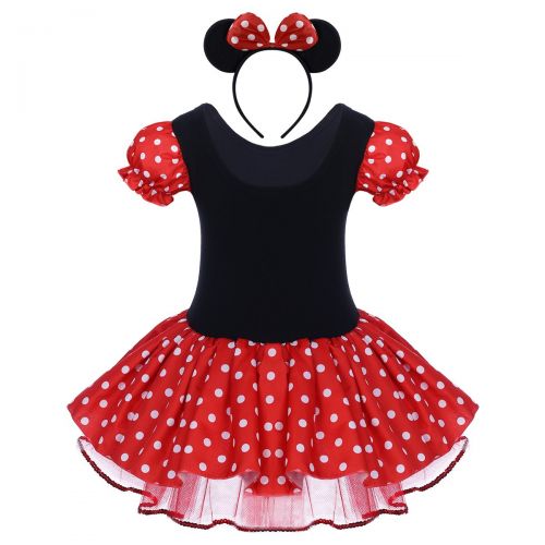  FYMNSI Princess Baby Girls Minnie Tutu Birthday Dress with Headband Polka Dots Dress up Costume for Christmas Party 1-8T