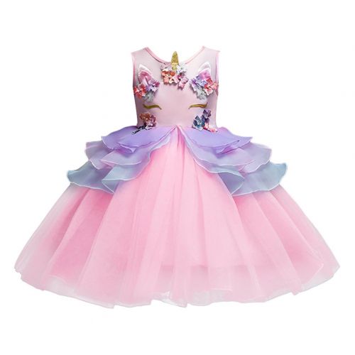  FYMNSI Baby Girls Toddler Unicorn Birthday Dress Sleeveless Princess Tulle Dress Up Costume Wedding Xmas Party Gown