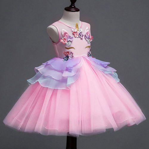  FYMNSI Baby Girls Toddler Unicorn Birthday Dress Sleeveless Princess Tulle Dress Up Costume Wedding Xmas Party Gown