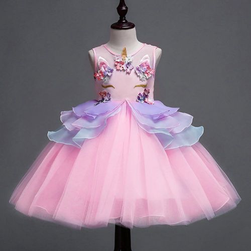  FYMNSI Baby Girls Toddler Unicorn Birthday Dress Sleeveless Princess Tulle Dress Up Costume Wedding Xmas Party Gown