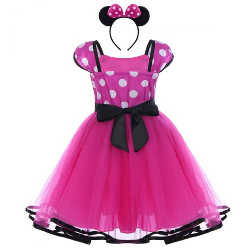  FYMNSI Princess Polka Dots Minnie Birthday Costume Outfits Baby Girls Ballet Tutu Dress+Bowknot Headband