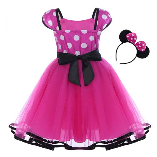  FYMNSI Princess Polka Dots Minnie Birthday Costume Outfits Baby Girls Ballet Tutu Dress+Bowknot Headband