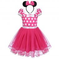 FYMNSI Baby Girls Polka Dots Minnie Birthday Princess Tutu Dress Halloween Carnival Outfits+ Bowknot Headband