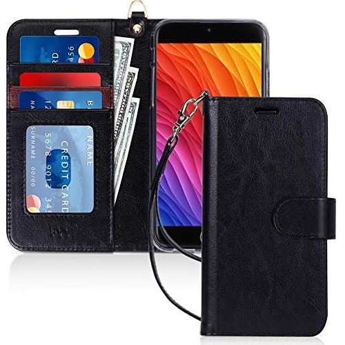  [아마존베스트]FYY Case for iPhone 8 Plus/7 Plus, [Kickstand Feature] Luxury PU Leather Wallet Phone Case Flip Folio Protective Cover with [Card Holder][Wrist Strap] for iPhone 7 Plus/8 Plus (5.5