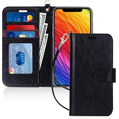  [아마존베스트]FYY Case for iPhone Xr (6.1) 2018, [Kickstand Feature] Flip Folio Leather Wallet Case with ID and Credit Card Pockets for iPhone Xr (6.1) 2018 Black