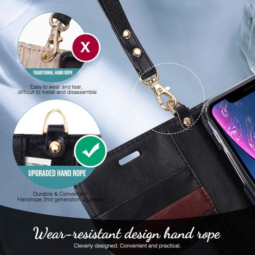  [아마존베스트]FYY Case for iPhone Xr (6.1) 2018, [Kickstand Feature] Flip Folio Leather Wallet Case with ID and Credit Card Pockets for iPhone Xr (6.1) 2018 Black