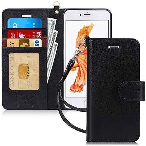  [아마존베스트]FYY Luxury PU Leather Wallet Case for iPhone 6 Plus/6s Plus, [Kickstand Feature] Flip Phone Case Protective Cover with [Card Holder] [Wrist Strap] for Apple iPhone 6 Plus/6s Plus 5