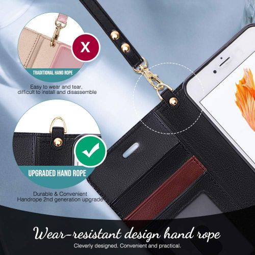  [아마존베스트]FYY Luxury PU Leather Wallet Case for iPhone 6 Plus/6s Plus, [Kickstand Feature] Flip Phone Case Protective Cover with [Card Holder] [Wrist Strap] for Apple iPhone 6 Plus/6s Plus 5