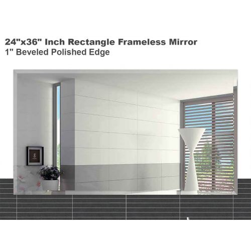  Fab Glass and Mirror MRec36x60BE6MM 36X60 Inch Frameless Flat Polish Safety Backing Rectangle Wall Mirror 36 X 60