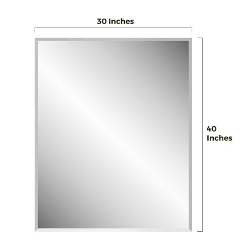  Fab Glass and Mirror Rectangle Frameless Wall Mirror 30x40 Inch Clear