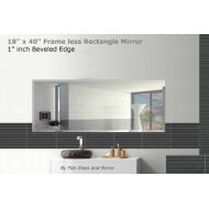 Fab Glass and Mirror 18X40 Inch Rectangle Beveled Polish Frameless Hooks Wall Mirror, 18 x 40,