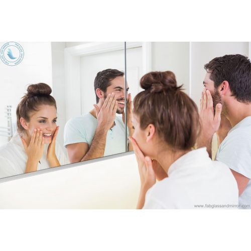  Fab Glass and Mirror 18X40 Inch Rectangle Beveled Polish Frameless Hooks Wall Mirror, 18 x 40,