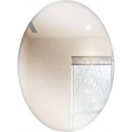 Fab Glass and Mirror Oval Beveled Polish Frameless Wall Mirror with Hooks, 22 x 30, White