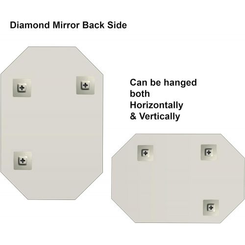  Fab Glass and Mirror 24 x 36 Octagon Bevel Polish with 3 Hooks Frameless Wall