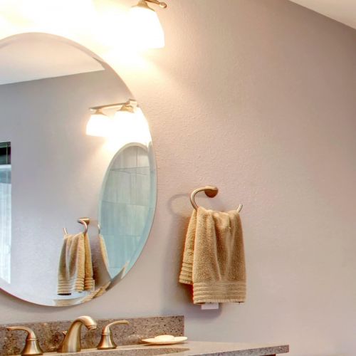  Fab Glass and Mirror Round Beveled Polished Frameless Wall Mirror with Hooks, 42 x 42, Silver