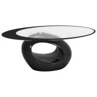 Fab Glass and Mirror Stylish Oval Shape Coffee Table, Red